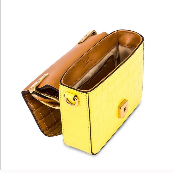 Chloé Mini C Yellow Croc Embossed Crossbody Bag - Picture 8 of 16